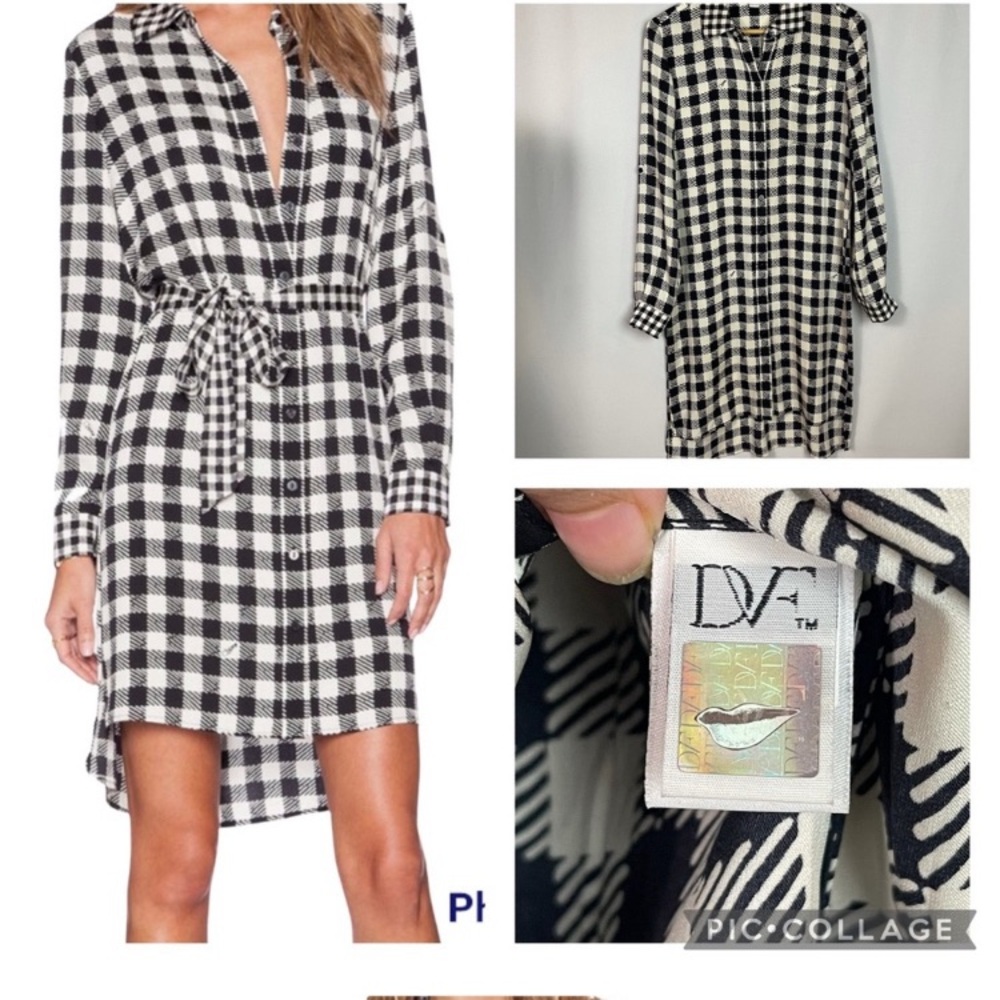 Diane Von Furstenberg Prita Buffalo Checkered Silk Dress Size 6